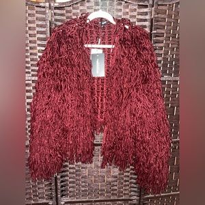 Burgundy Shaggy Jacket